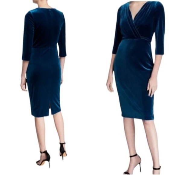 BADGLEY MISCHKA SAPPHIRE BLUE VELVET COCKTAIL DRESS SIZE 14